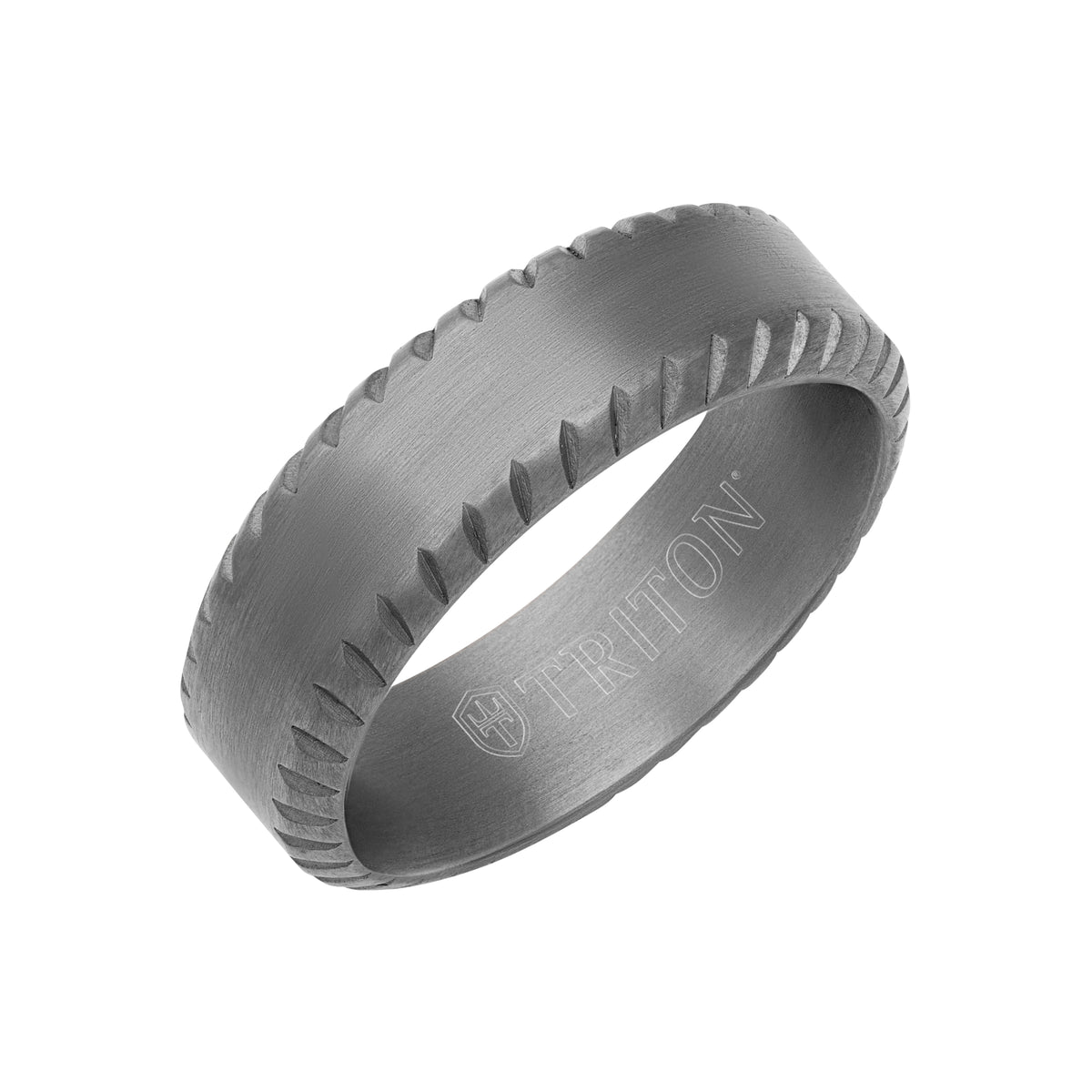 7MM Tantalum Ring - Milgrain Finish and Bevel Edge
