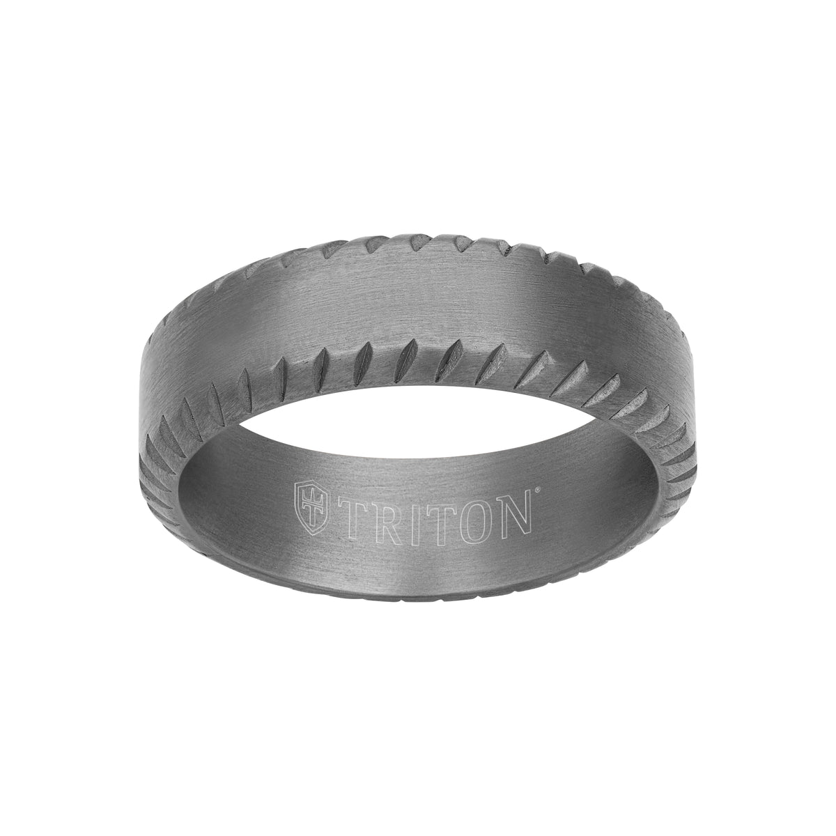 7MM Tantalum Ring - Milgrain Finish and Bevel Edge