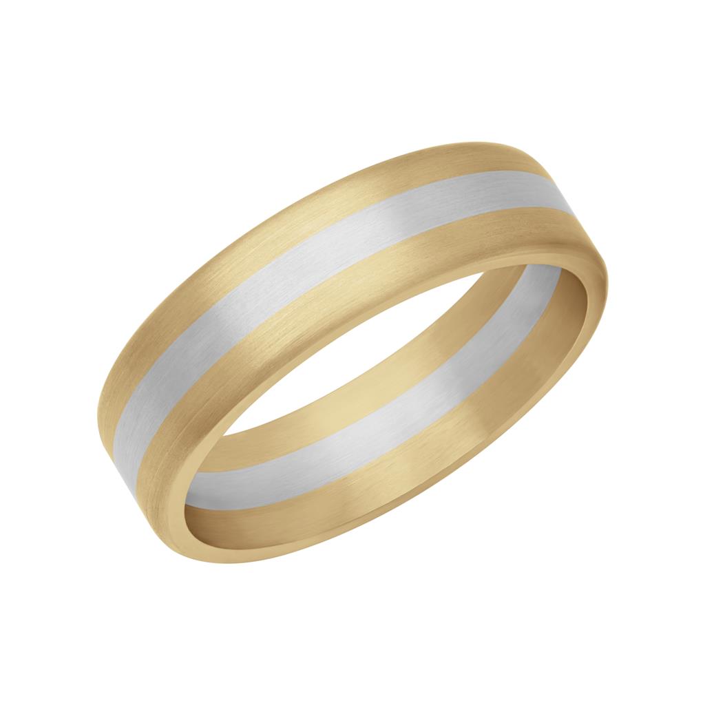 4MM 18K Yellow Gold and Platinum Custom Configuration with Two Layers and Flat Edge Fusion Band