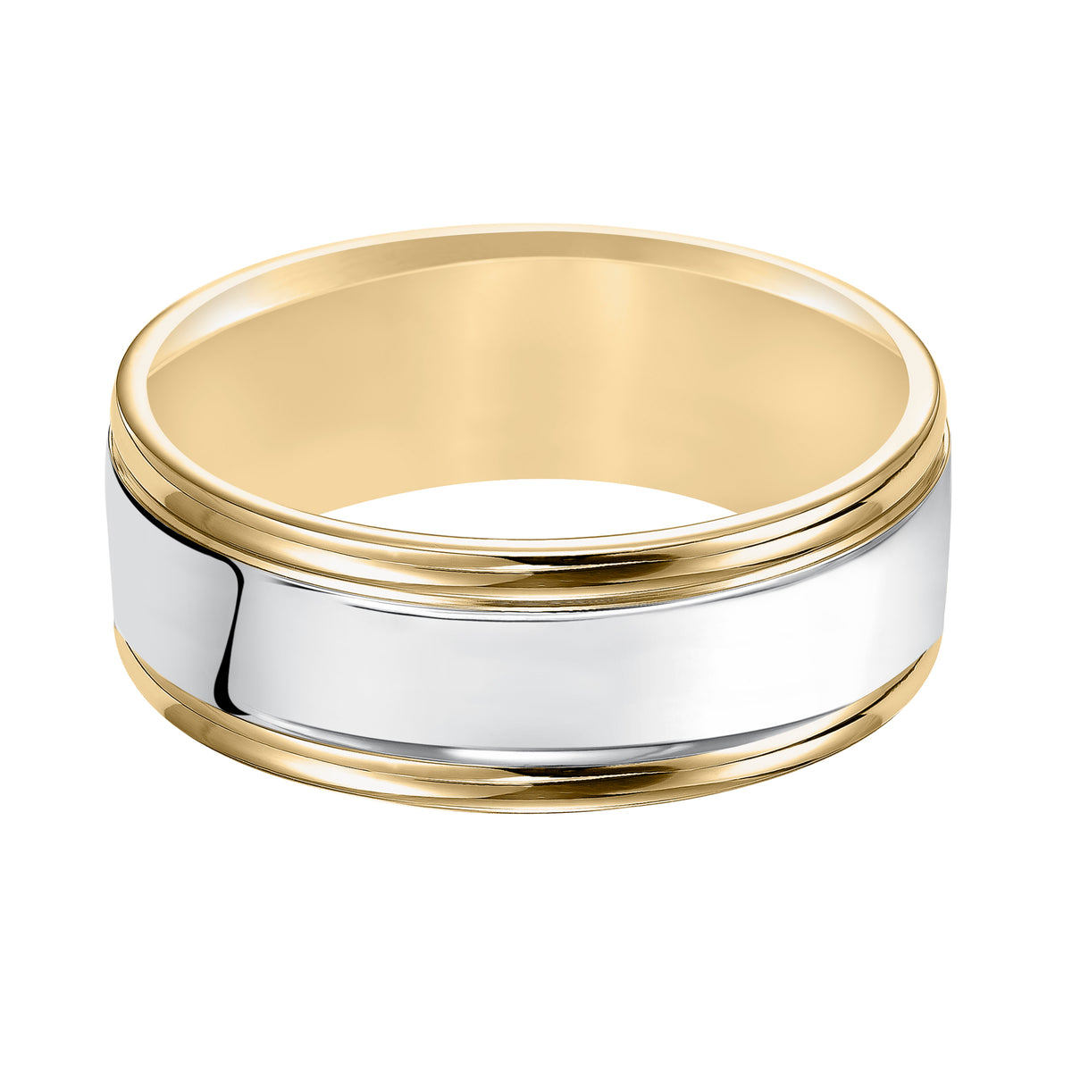 Sleek and crisp, Comfort Fit wedding band is striking with its bright polished finish and round edges