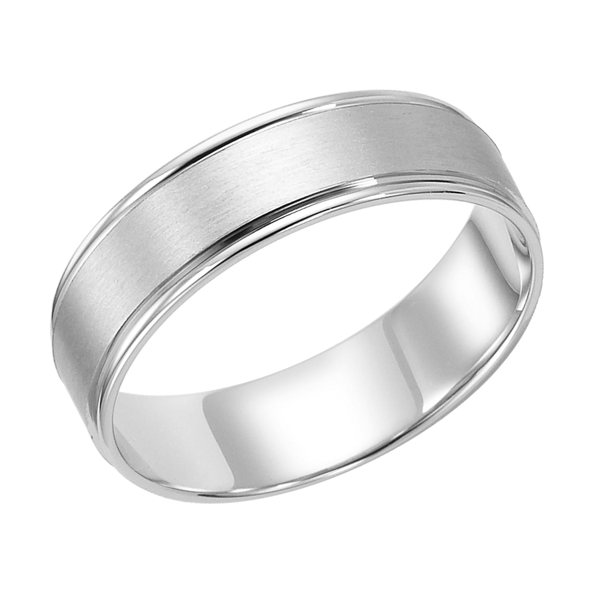 6MM Lightweight Standard Fit Carved Band with Brushed Center Finish and Polished Flat Round Edge Profile