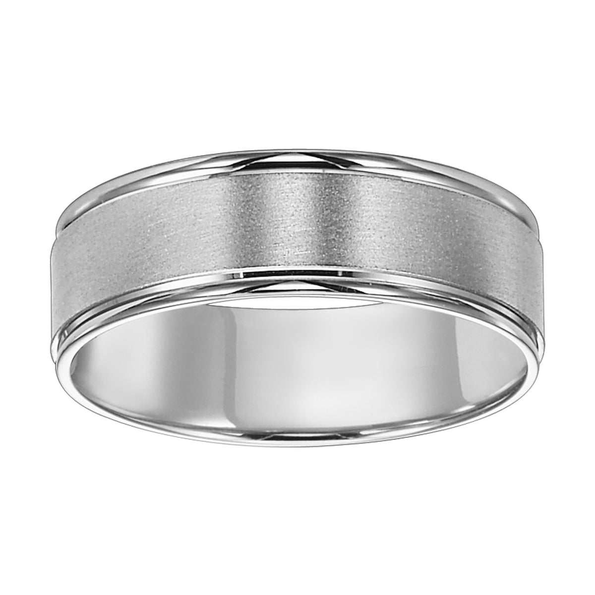 6MM Lightweight Standard Fit Carved Band with Brushed Center Finish and Polished Flat Round Edge Profile