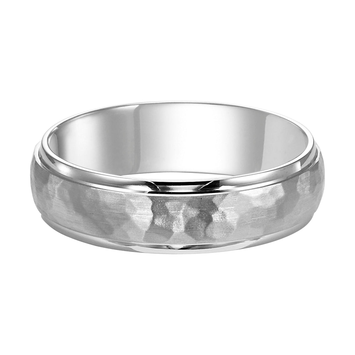 Flat Round Edge Carved Wedding Band