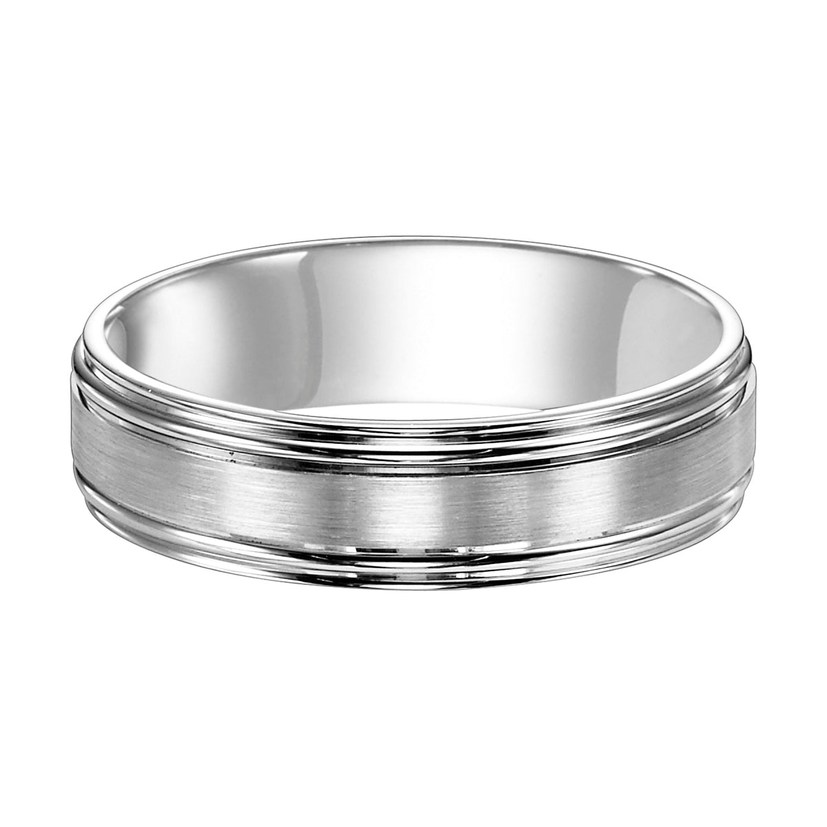 Flat Round Edge Carved Wedding Band