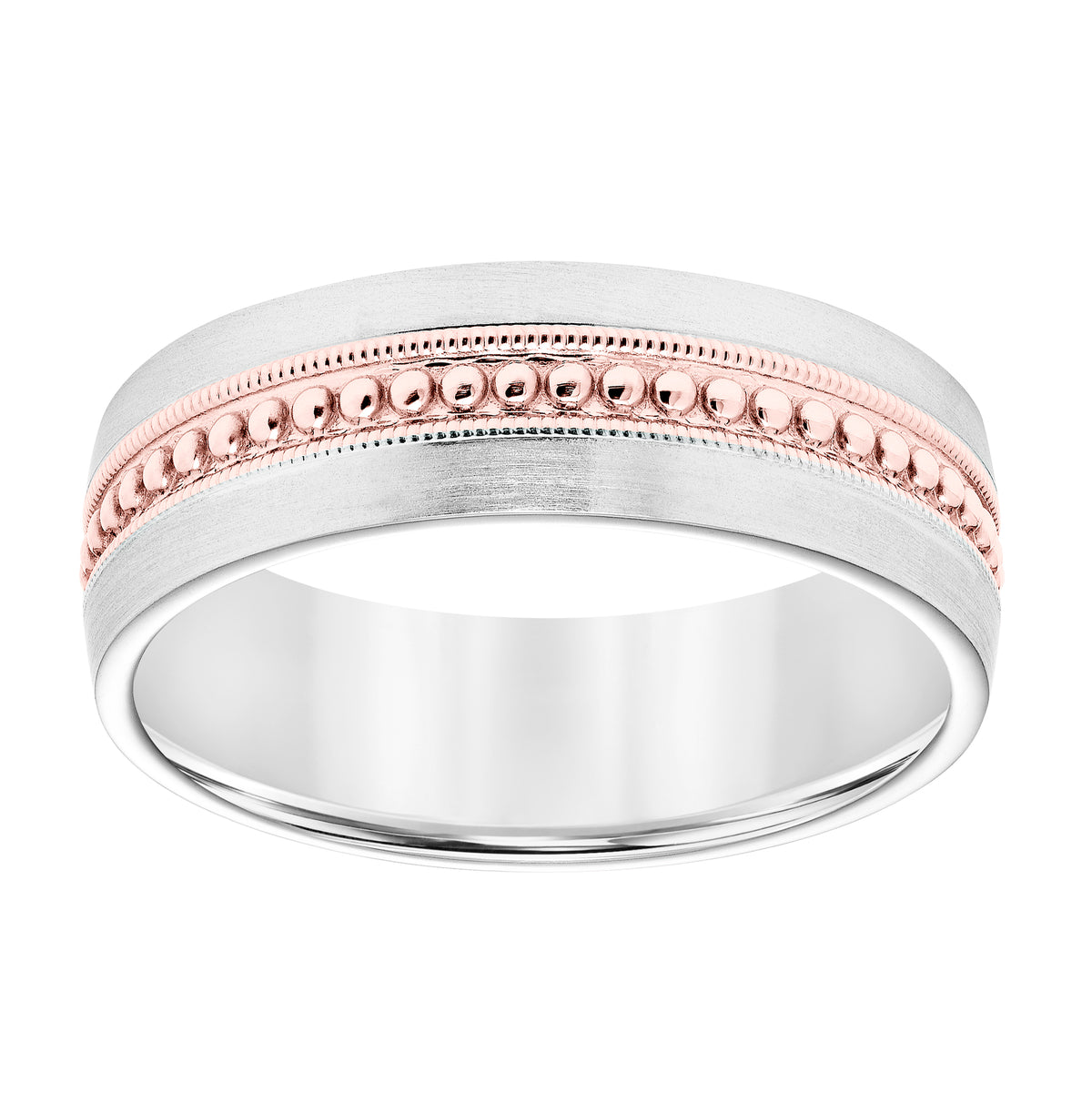 7MM Wedding Band with  Super Milgrain Detail and Dome Profile