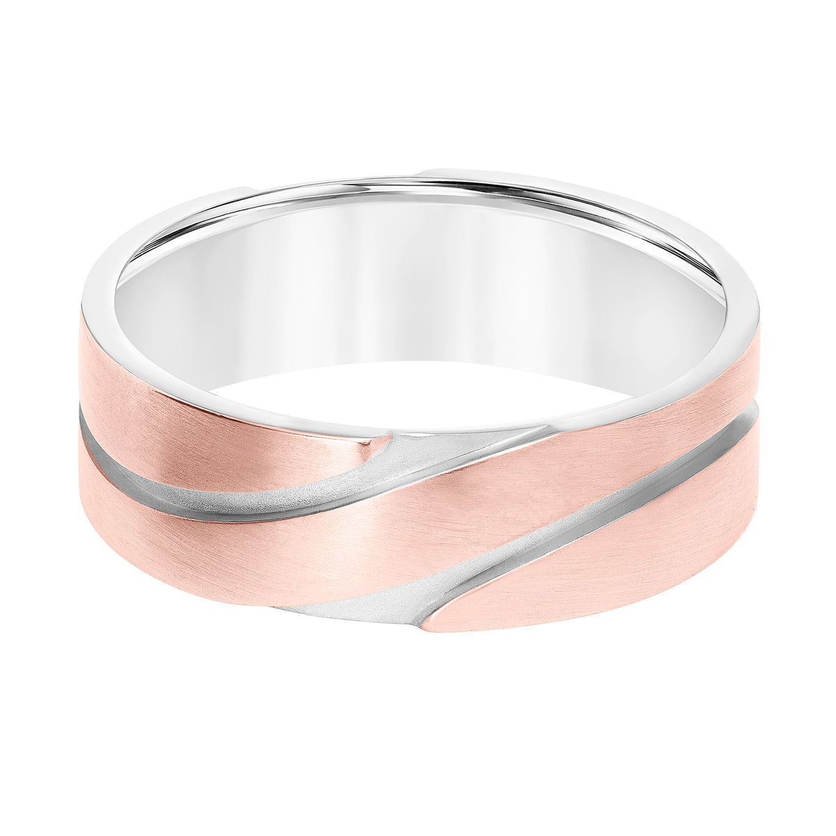 Men's Band with Flat Satin Finish Profile with Soft Sand Groove Design