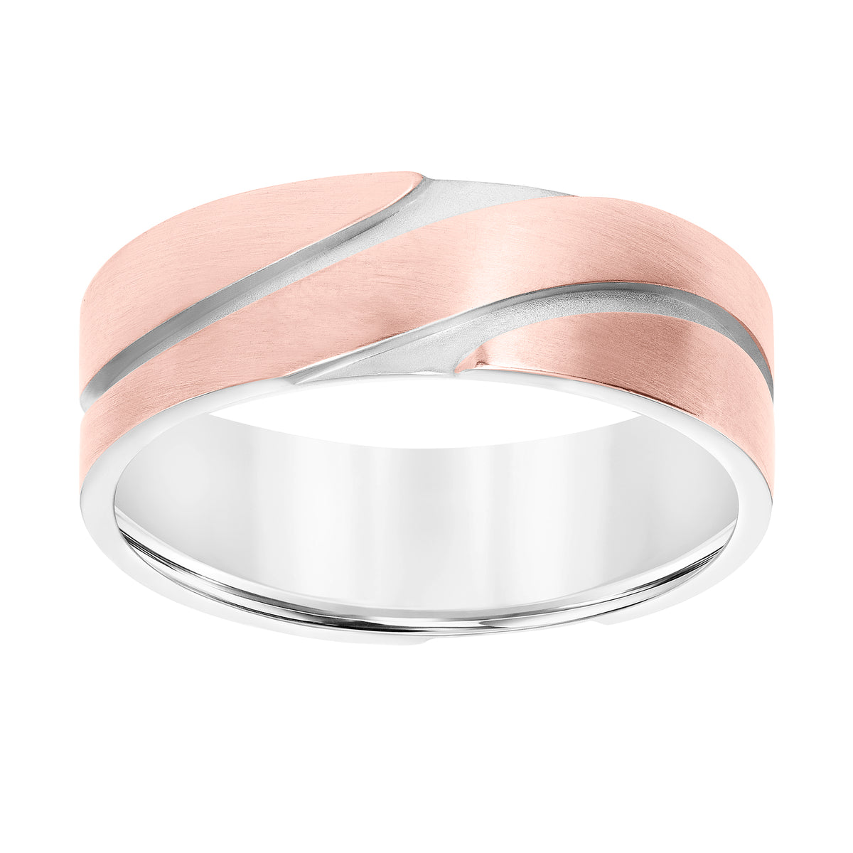 Men's Band with Flat Satin Finish Profile with Soft Sand Groove Design