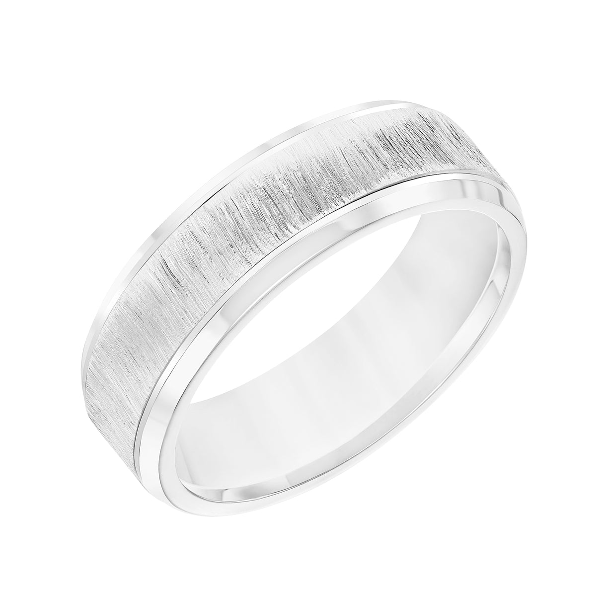 Ladies Band with Vertical Wire Finish Center and Bright Round Edge