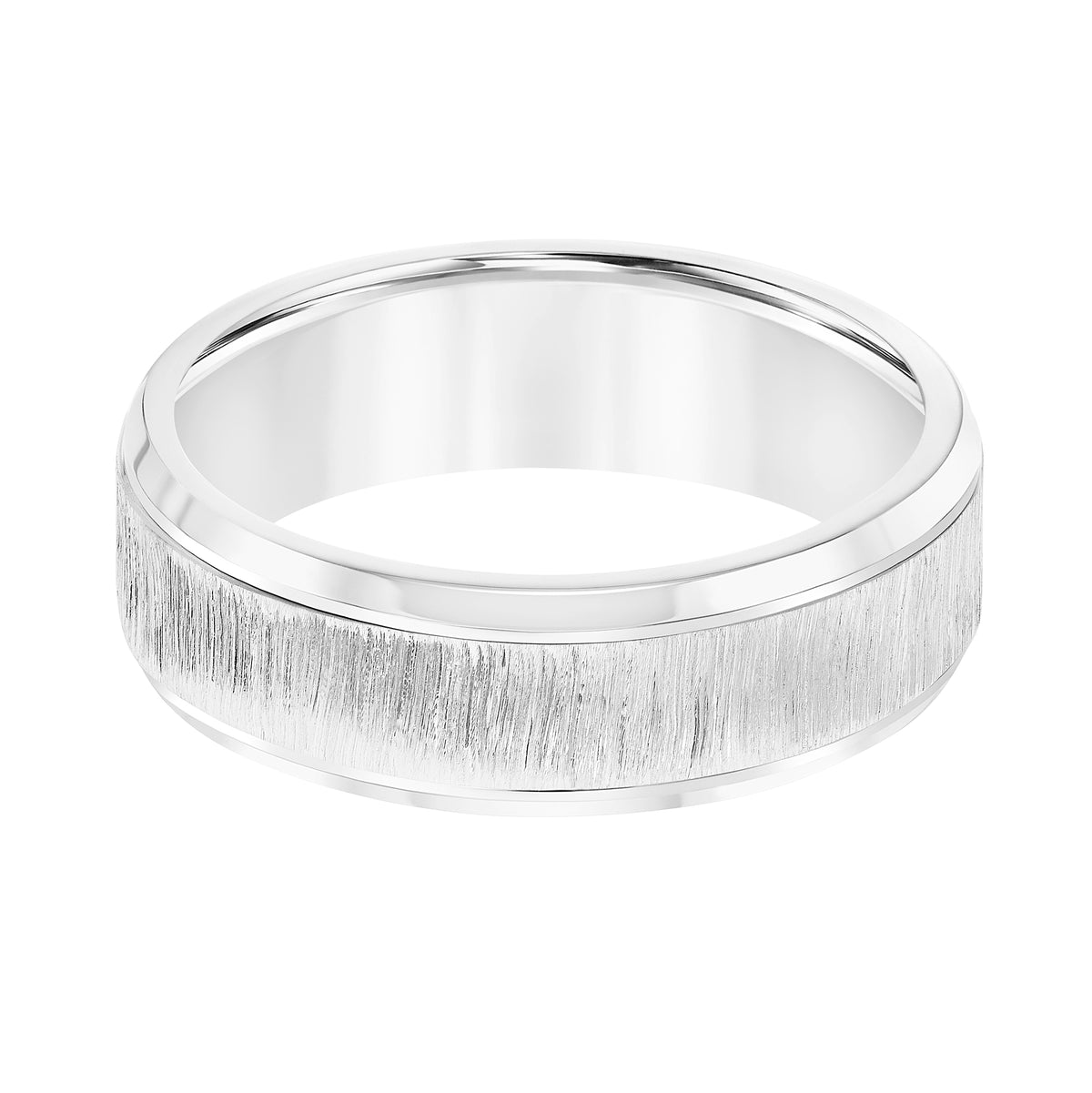 Men's Band with Vertical Wire Finish Center and Bright Round Edge