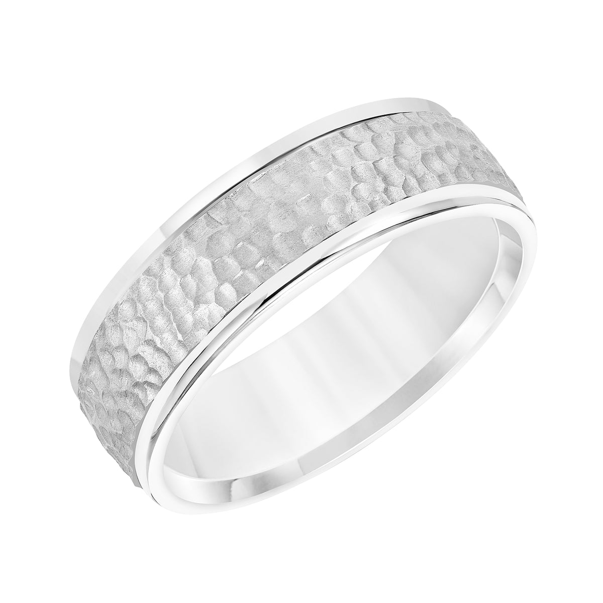 Men's Band with Textured Center and Soft Sand Finish and Round Edge