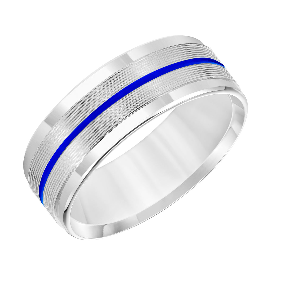 Flat Roll Edge Carved Wedding Band
