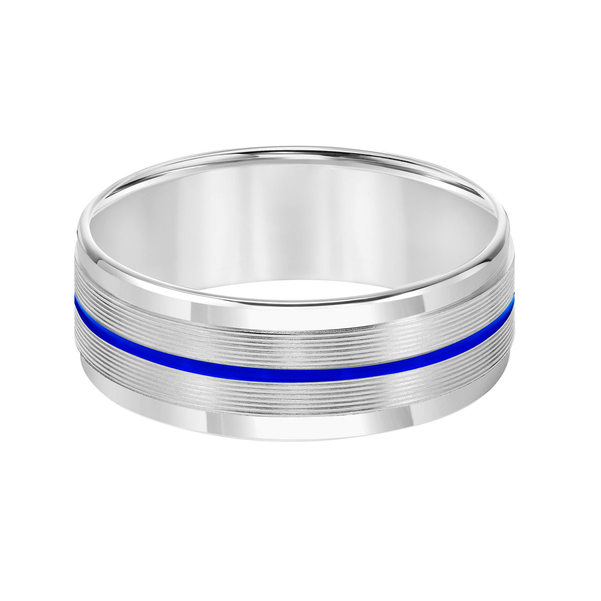 Flat Roll Edge Carved Wedding Band
