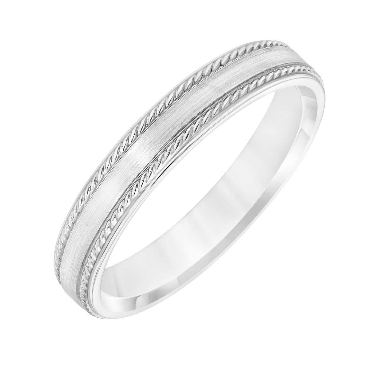 Flat Roll Edge Carved Wedding Band