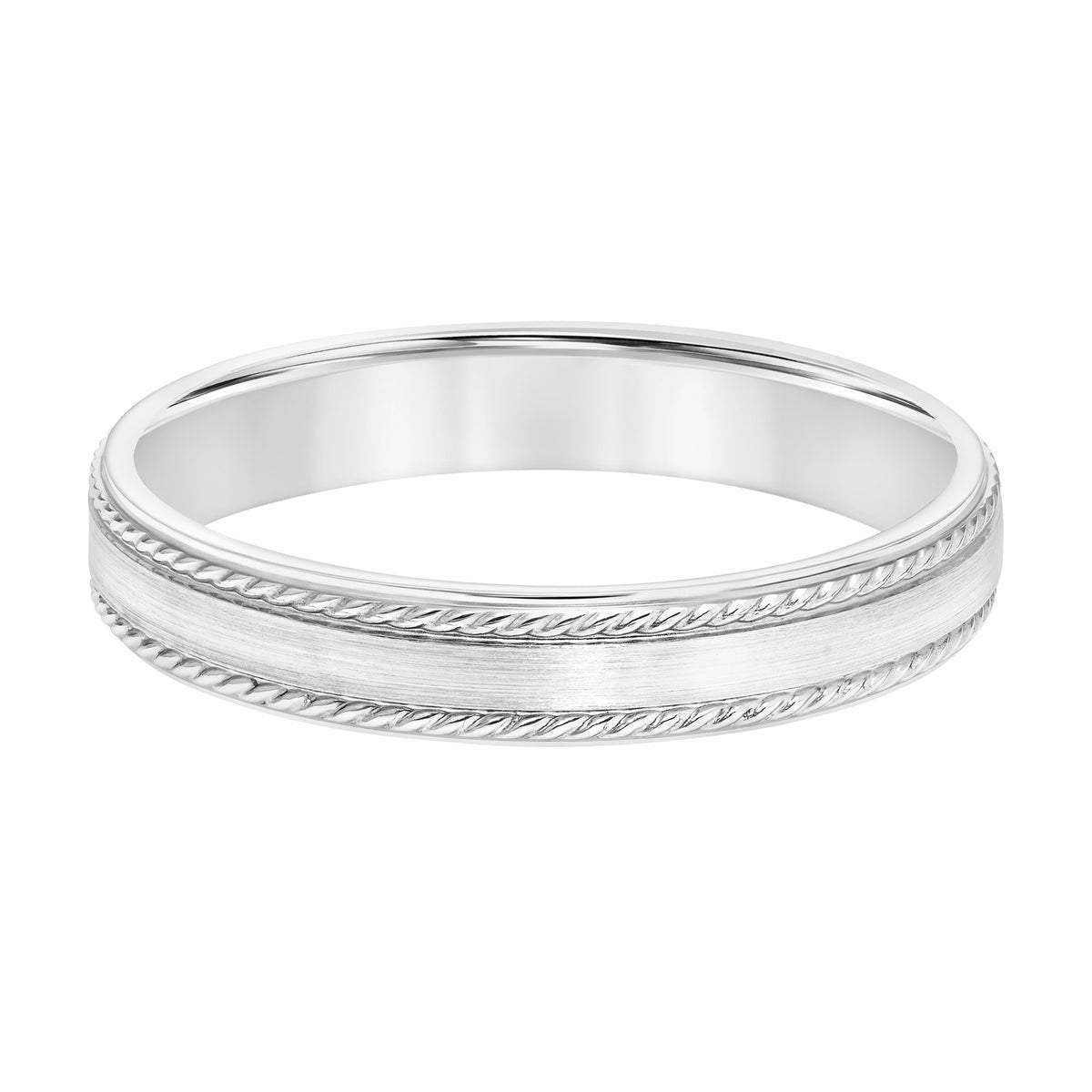 Flat Roll Edge Carved Wedding Band