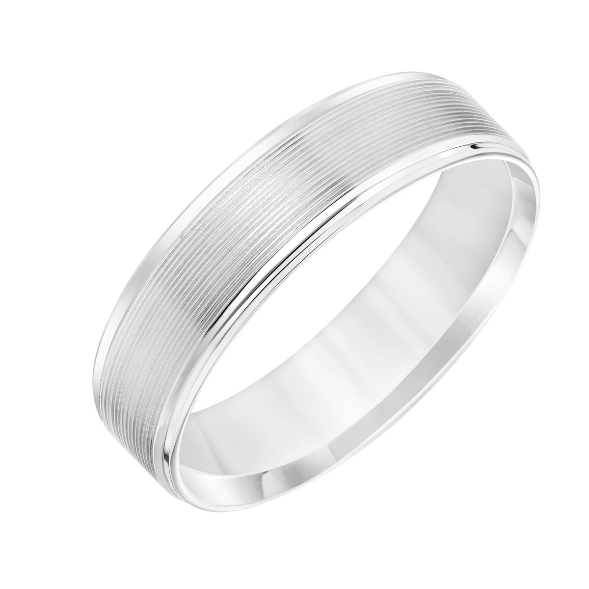 Flat Bevel Edge Carved Wedding Band