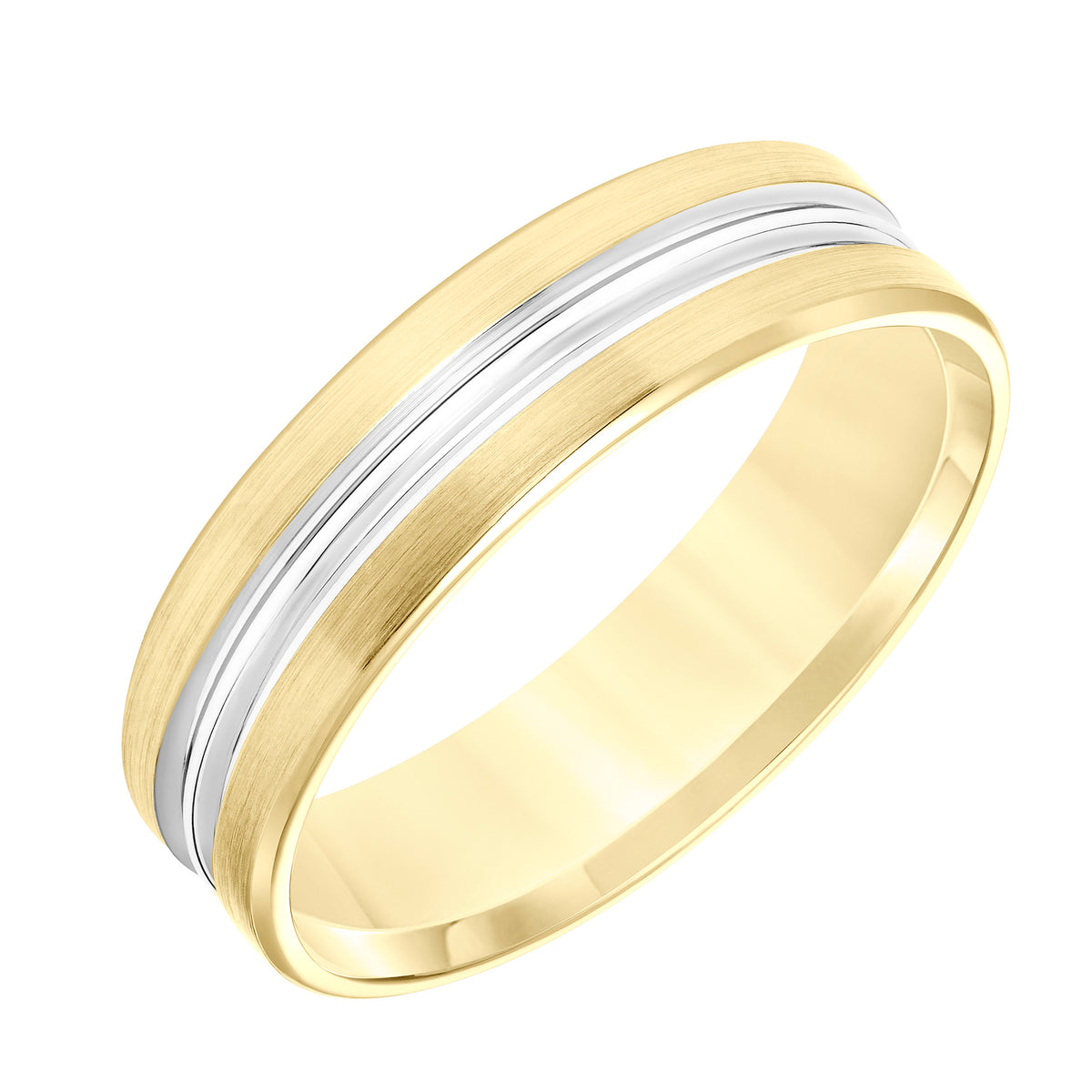 Flat Bevel Edge Carved Wedding Band