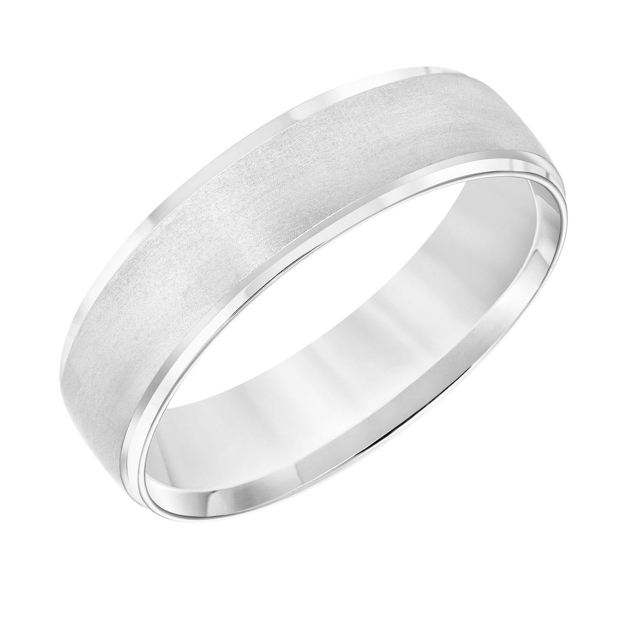 Low Dome Flat Edge Carved Wedding Band