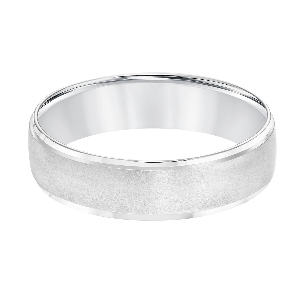Low Dome Flat Edge Carved Wedding Band