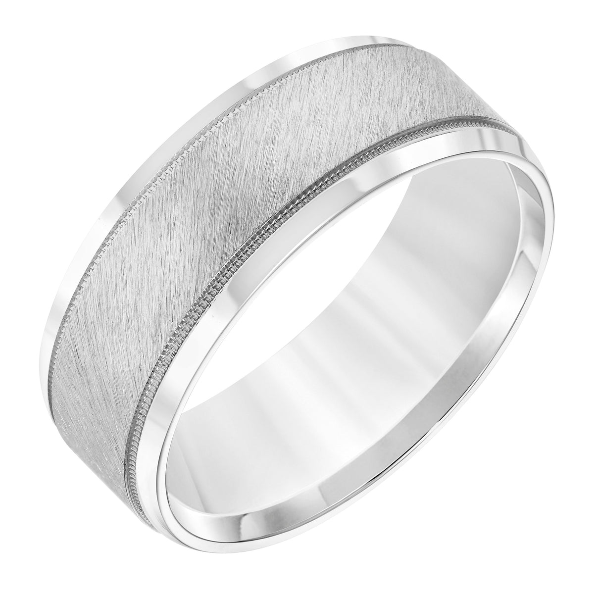 Flat Round Edge Carved Wedding Band