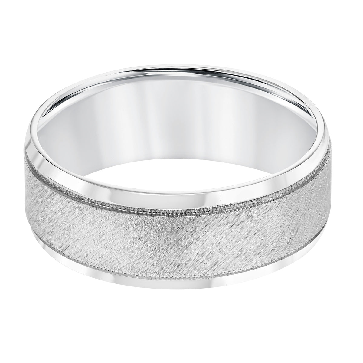 Flat Round Edge Carved Wedding Band