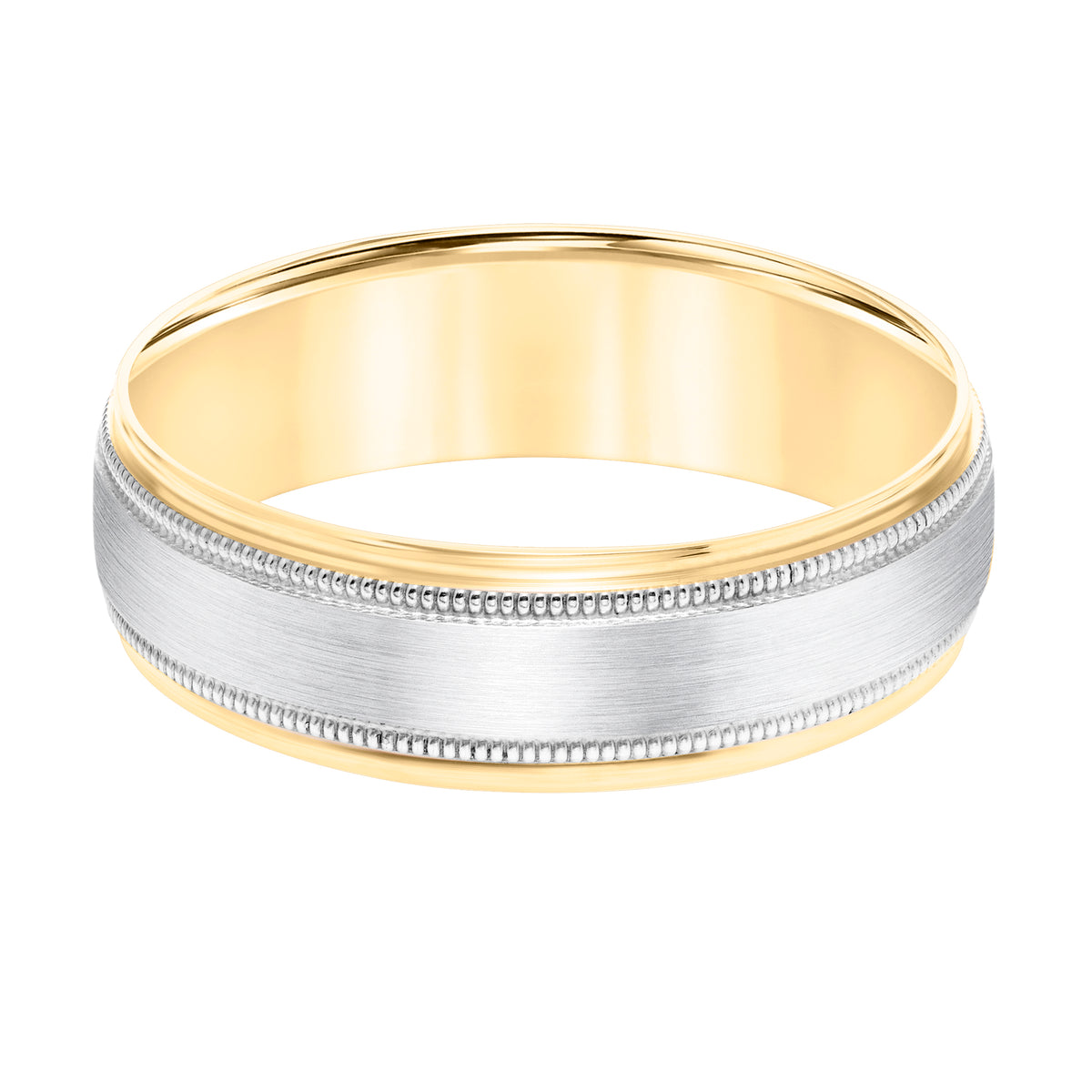 Low Dome Round Edge Carved Wedding Band