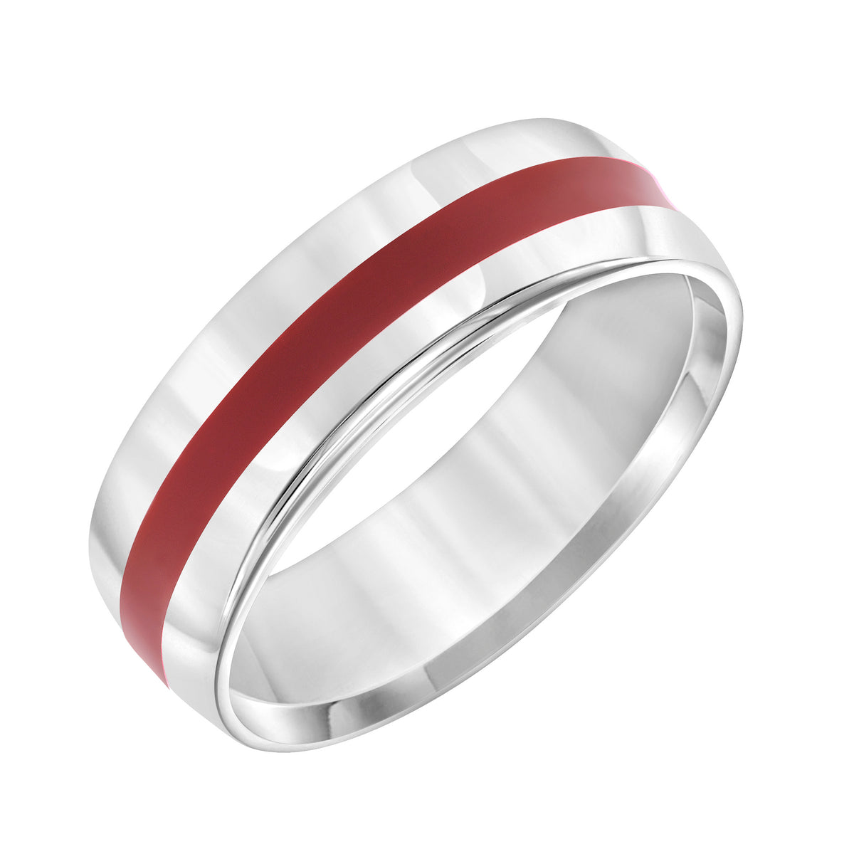 Low Dome Flat Edge Carved Wedding Band