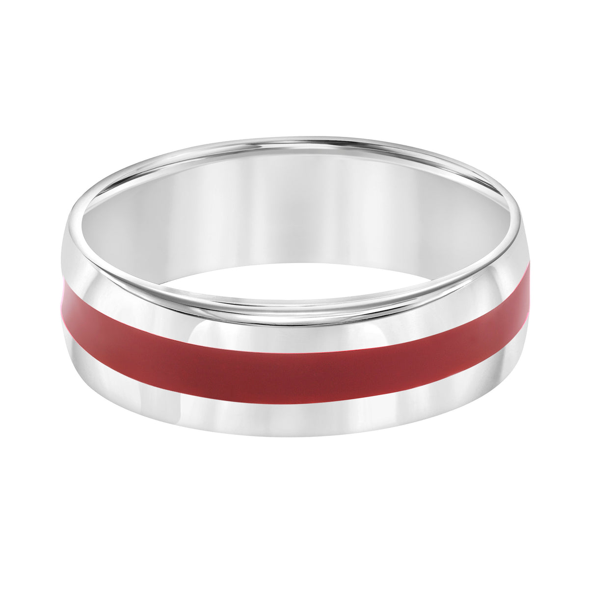 Low Dome Flat Edge Carved Wedding Band