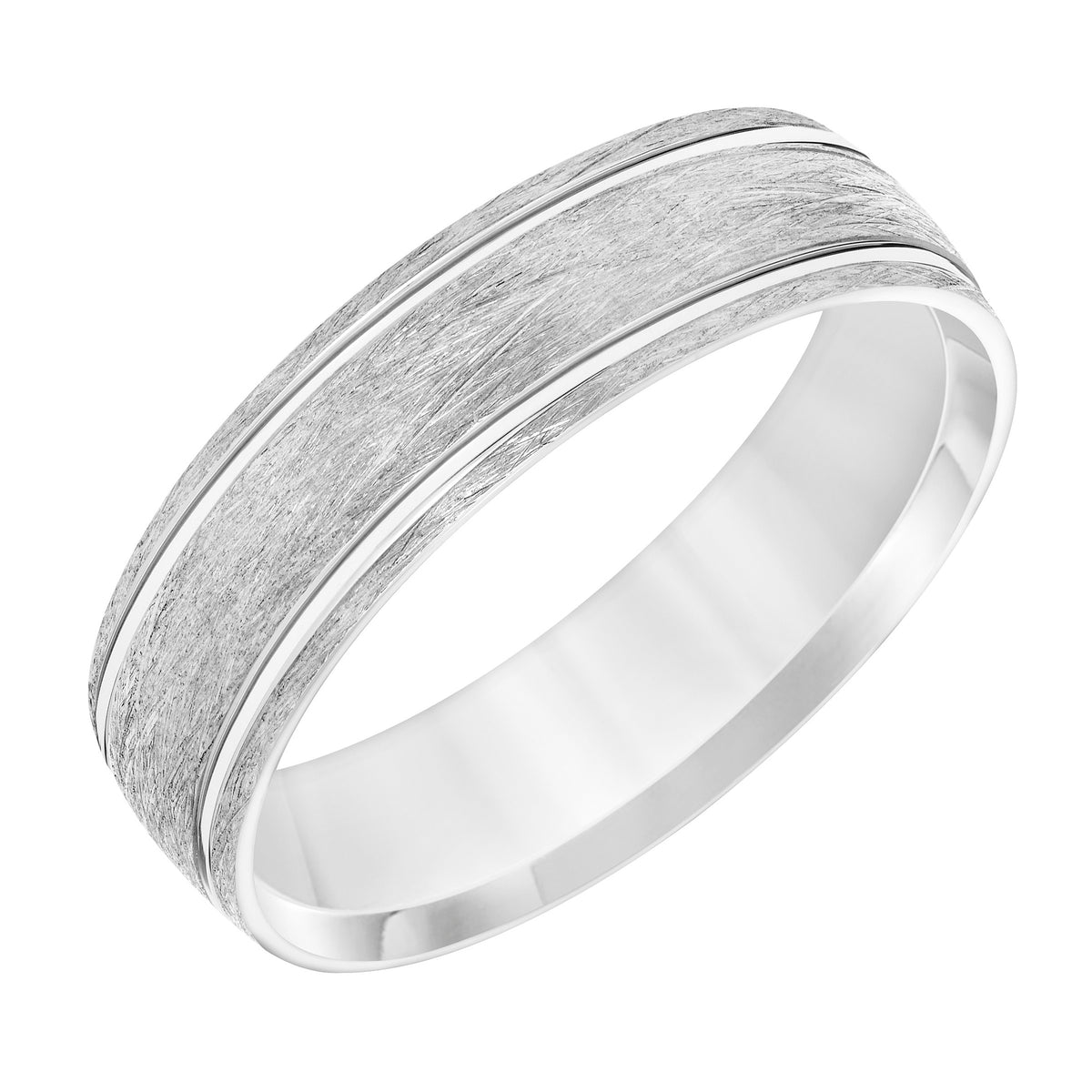 Low Dome Roll Edge Carved Wedding Band