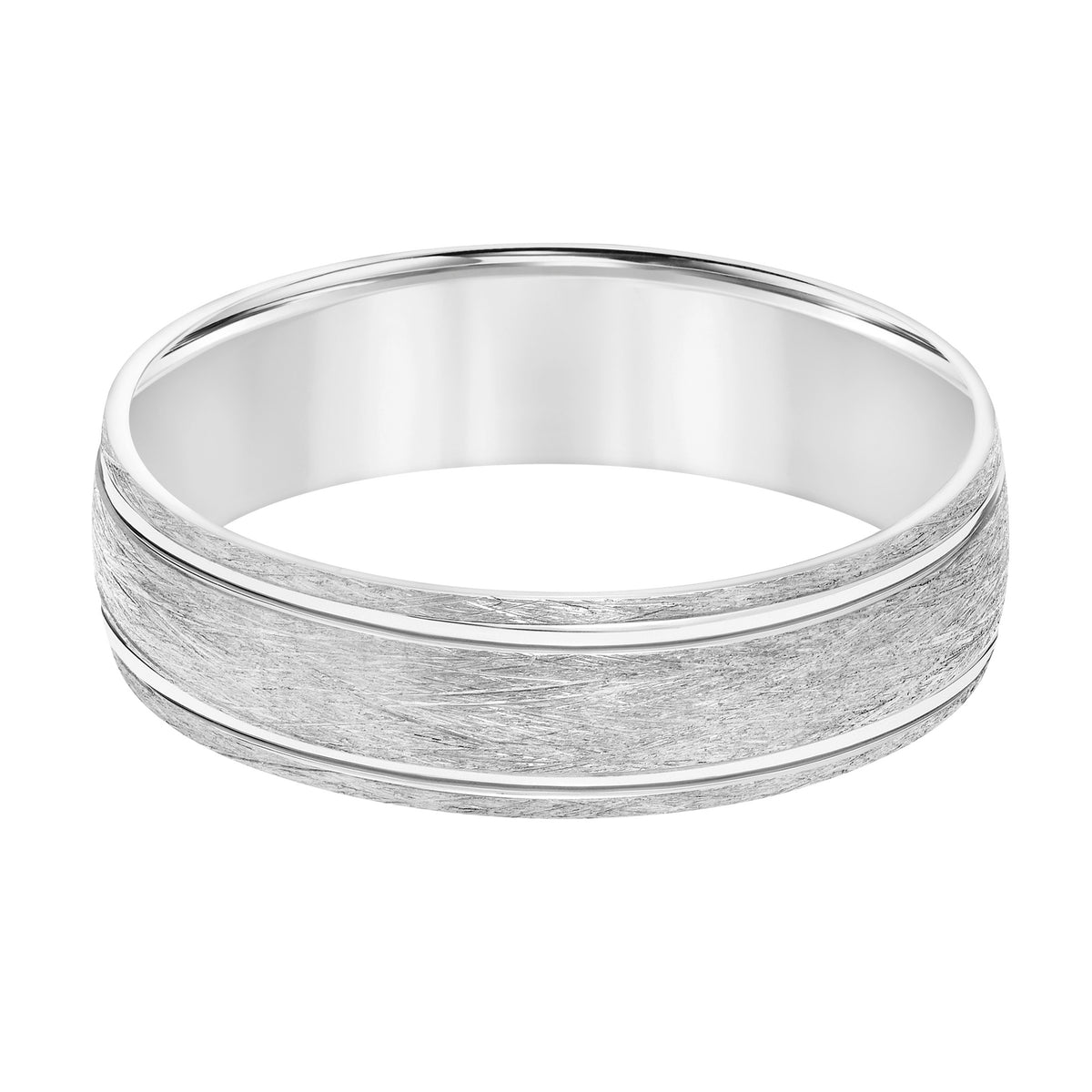 Low Dome Roll Edge Carved Wedding Band