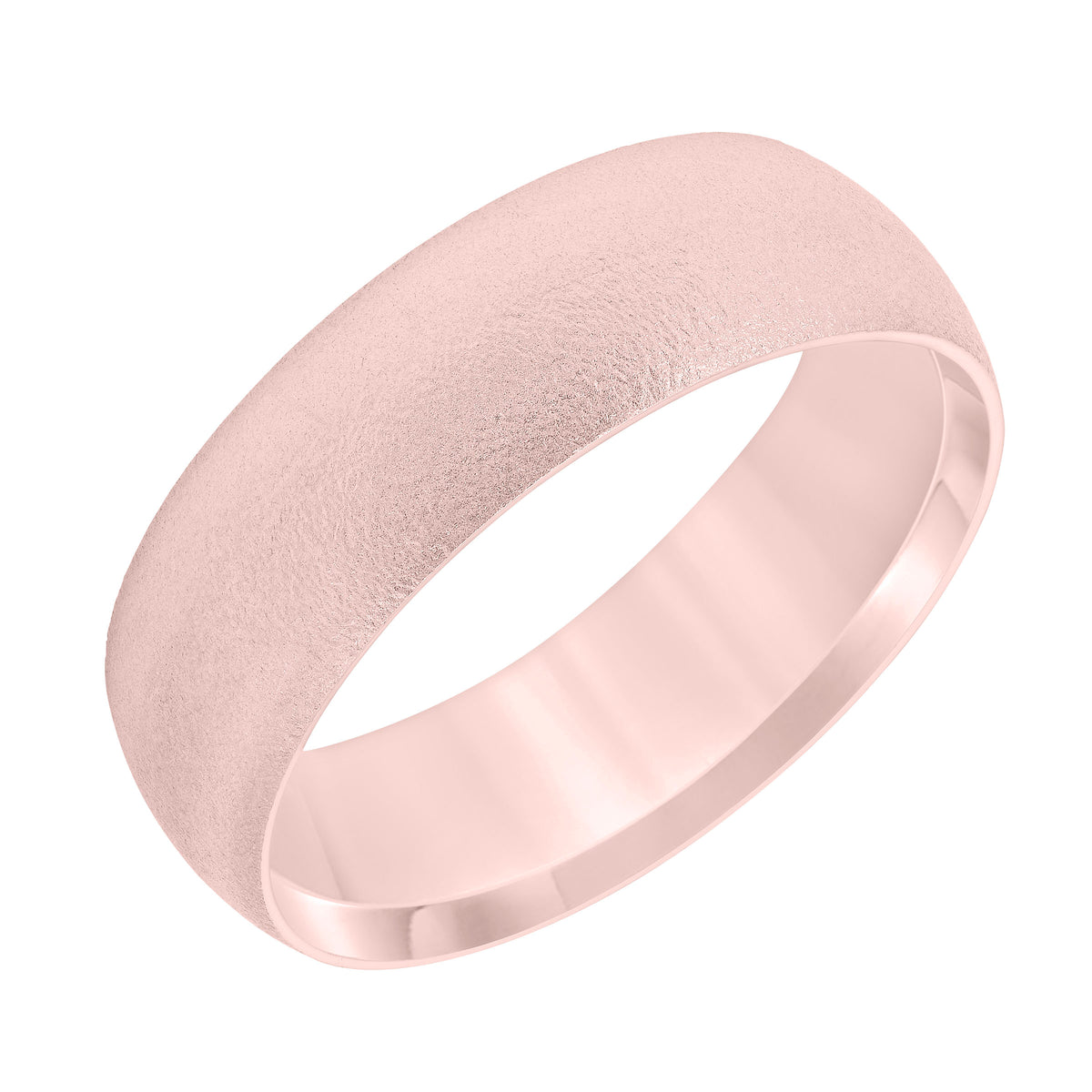 Low Dome Flat Edge Carved Wedding Band