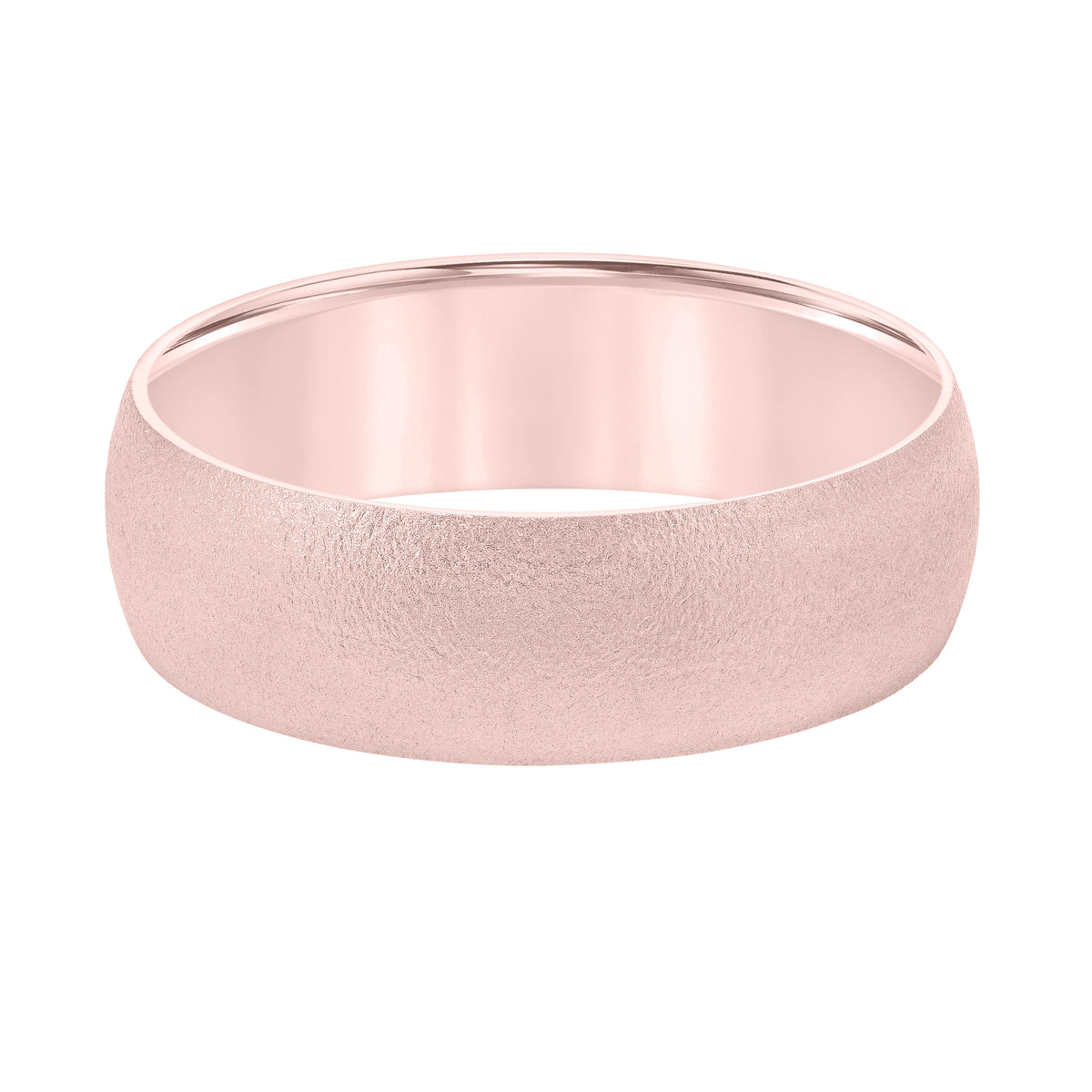 Low Dome Flat Edge Carved Wedding Band