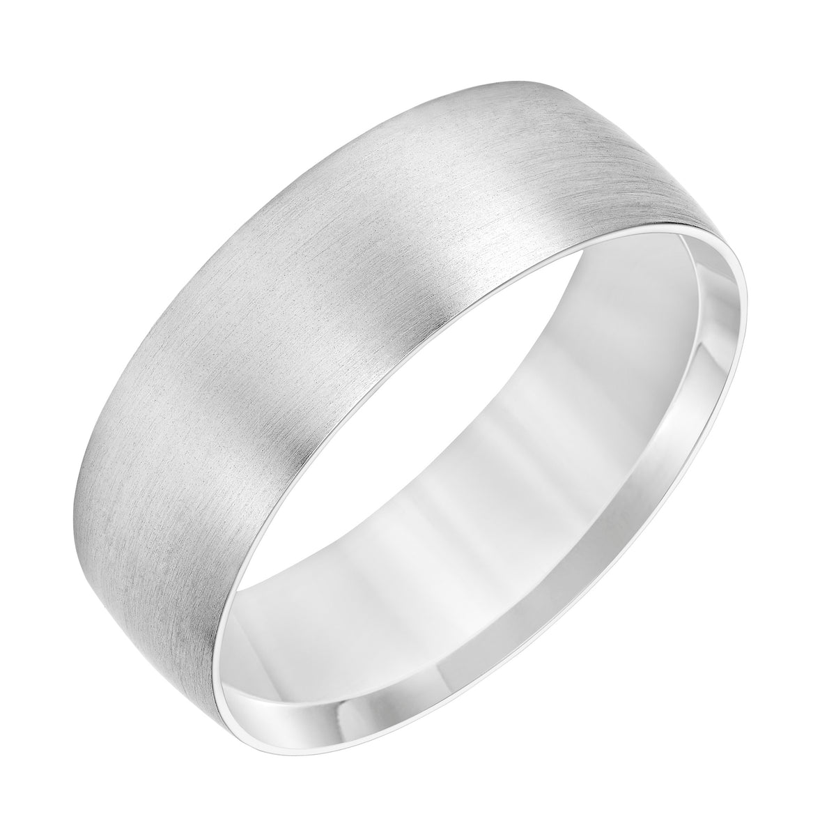 Low Dome Flat Edge Carved Wedding Band