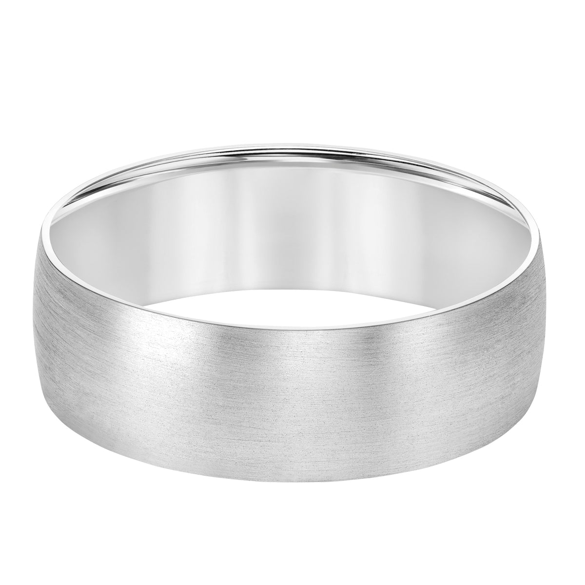 Low Dome Flat Edge Carved Wedding Band