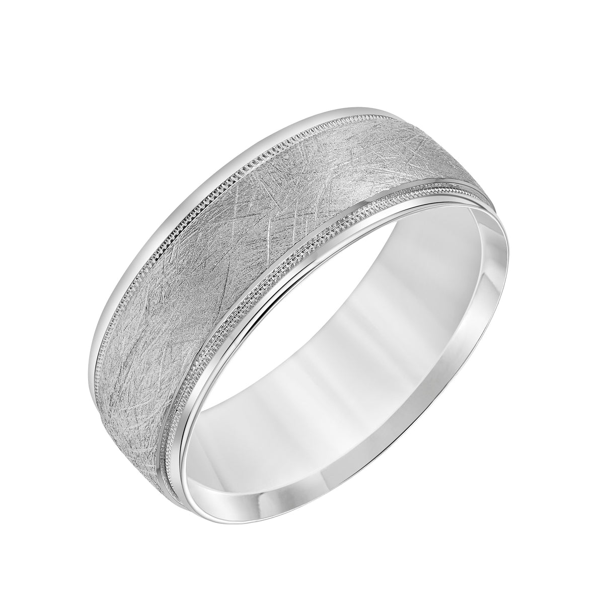Low Dome Round Edge Carved Wedding Band