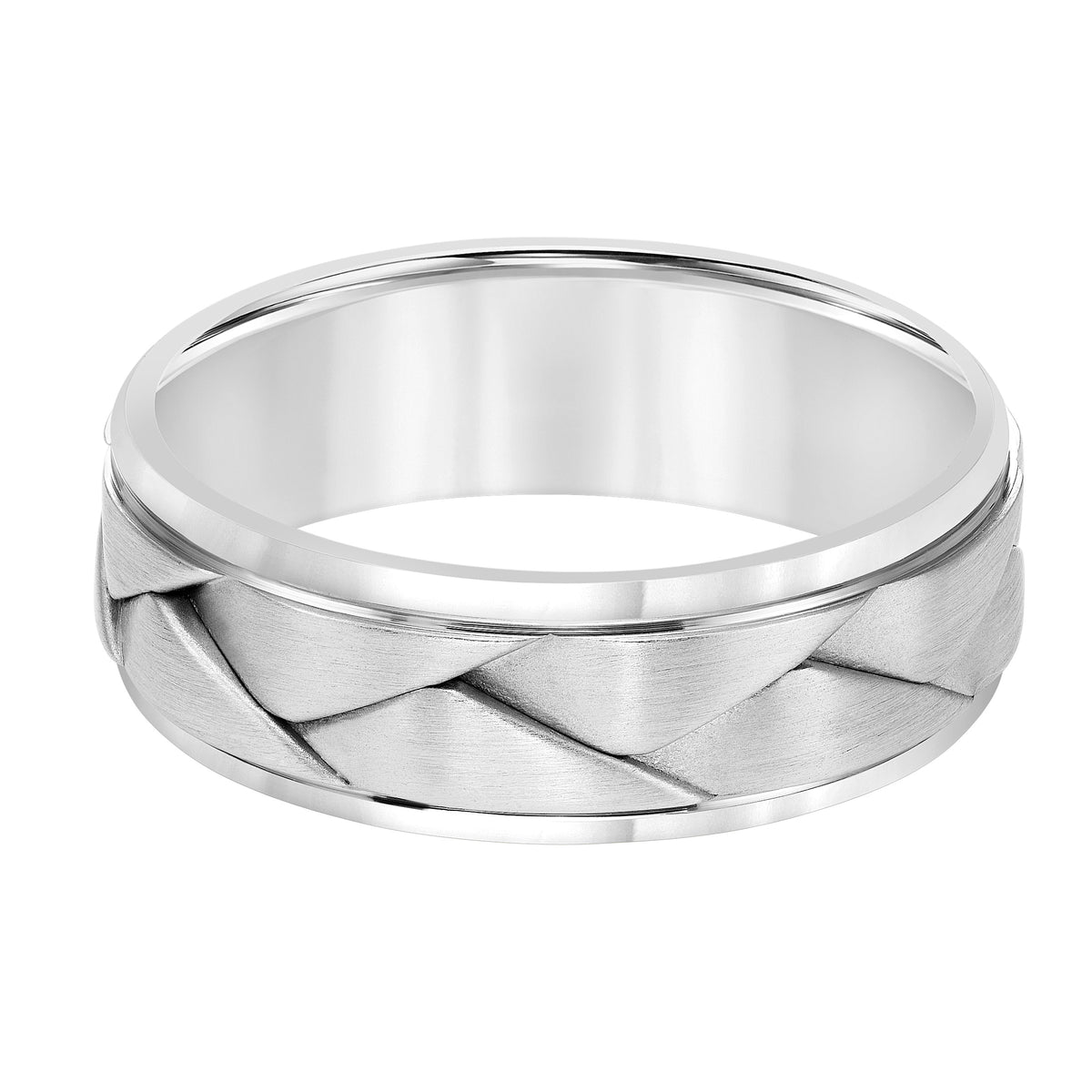 Flat Round Edge Carved Wedding Band