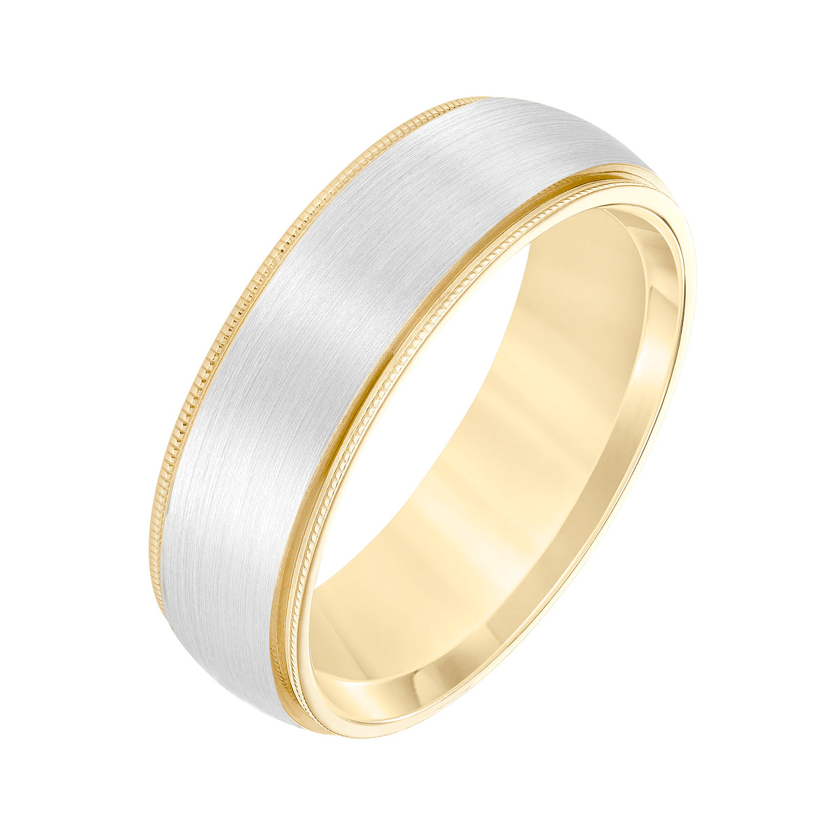 Low Dome Round Edge Carved Wedding Band