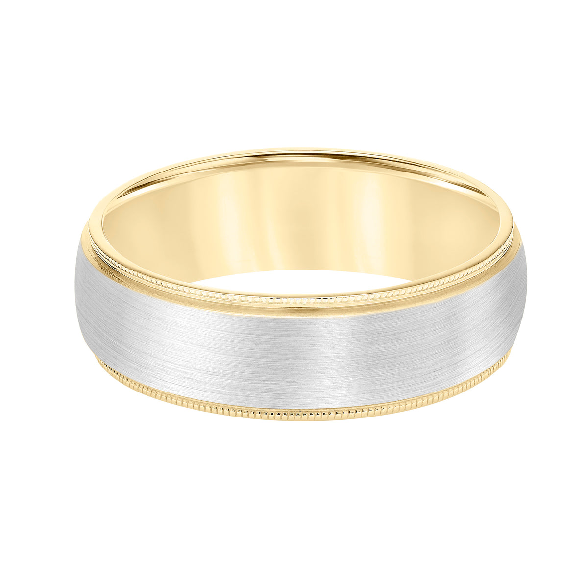 Low Dome Round Edge Carved Wedding Band