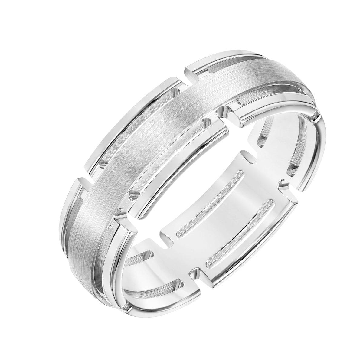Low Dome Round Edge Carved Wedding Band