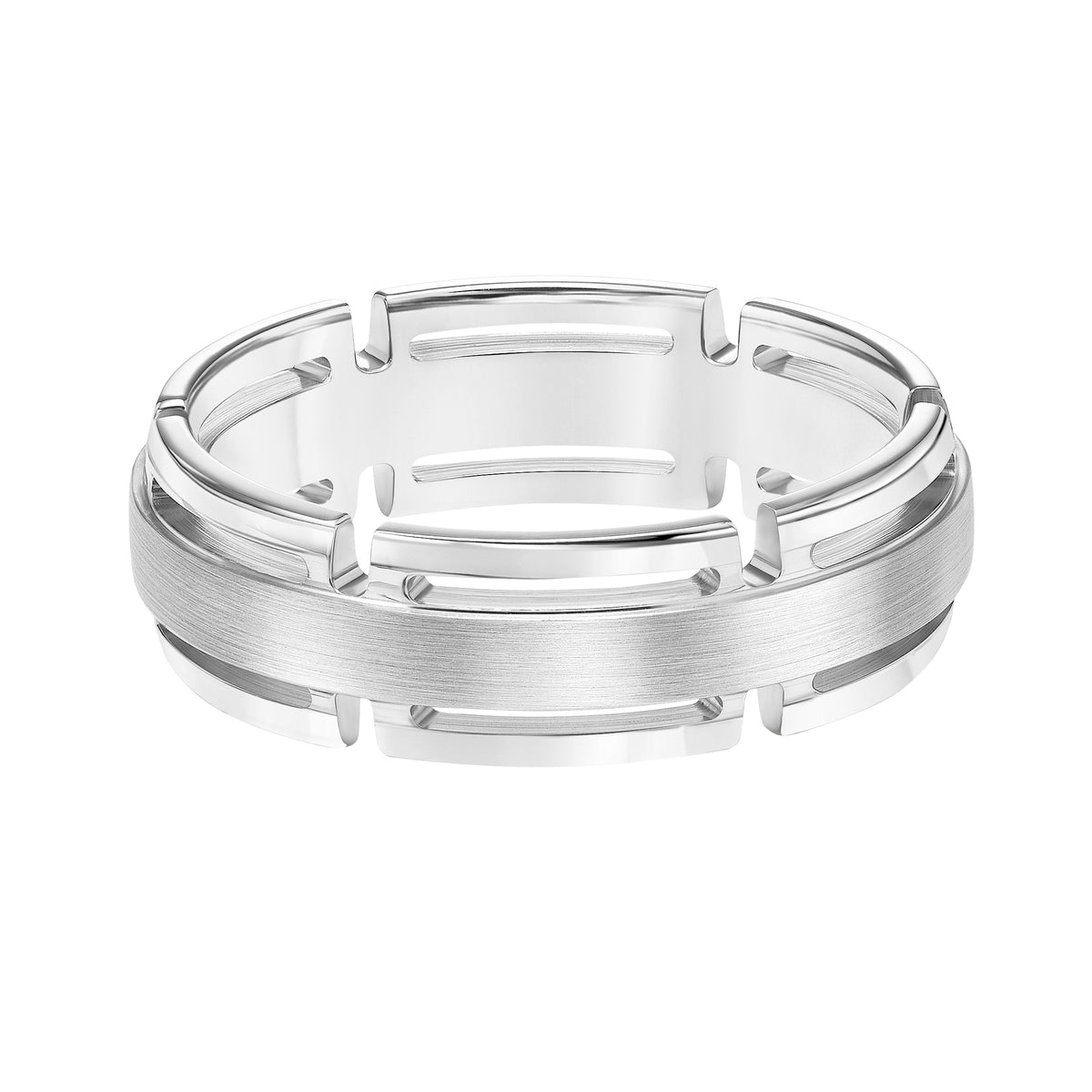 Low Dome Round Edge Carved Wedding Band