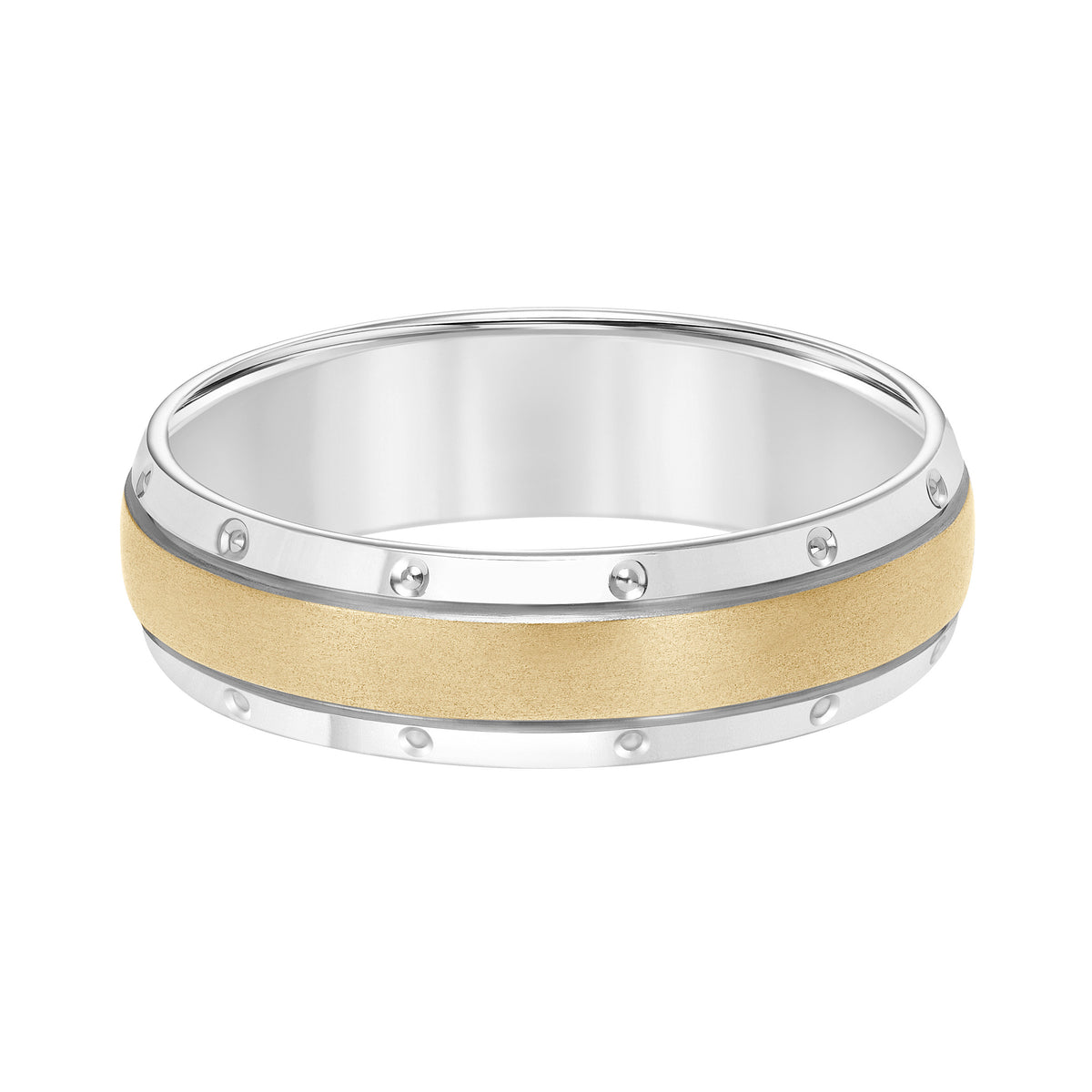 Low Dome Bevel Edge Carved Wedding Band
