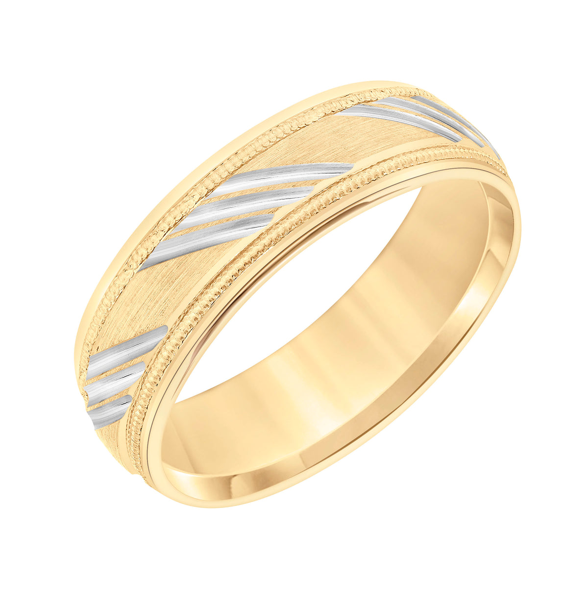 Low Dome Round Edge Carved Wedding Band