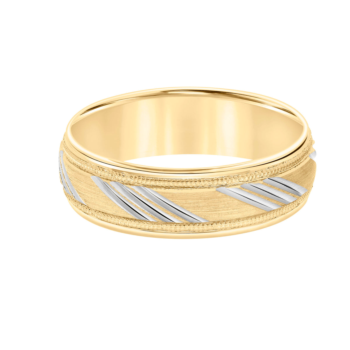 Low Dome Round Edge Carved Wedding Band