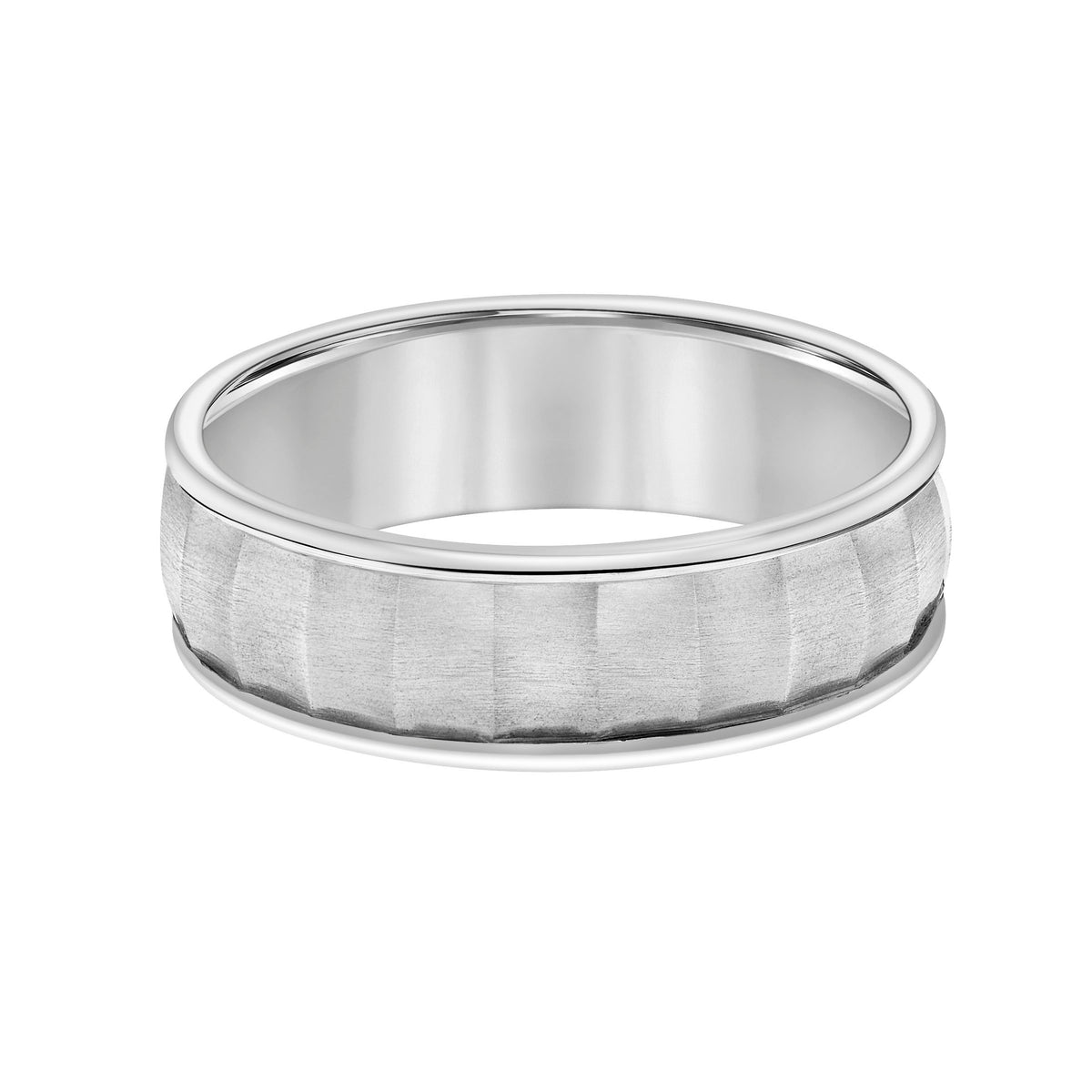 Flat Round Edge Carved Wedding Band
