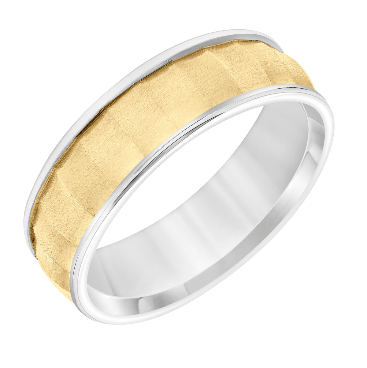 Flat Round Edge Carved Wedding Band