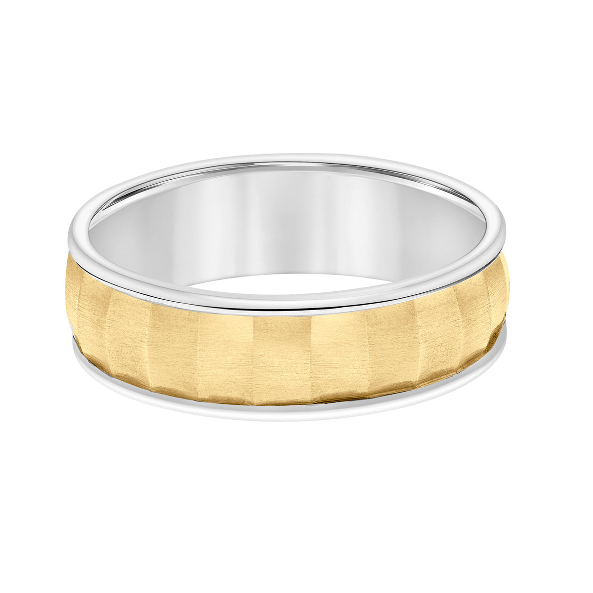 Flat Round Edge Carved Wedding Band