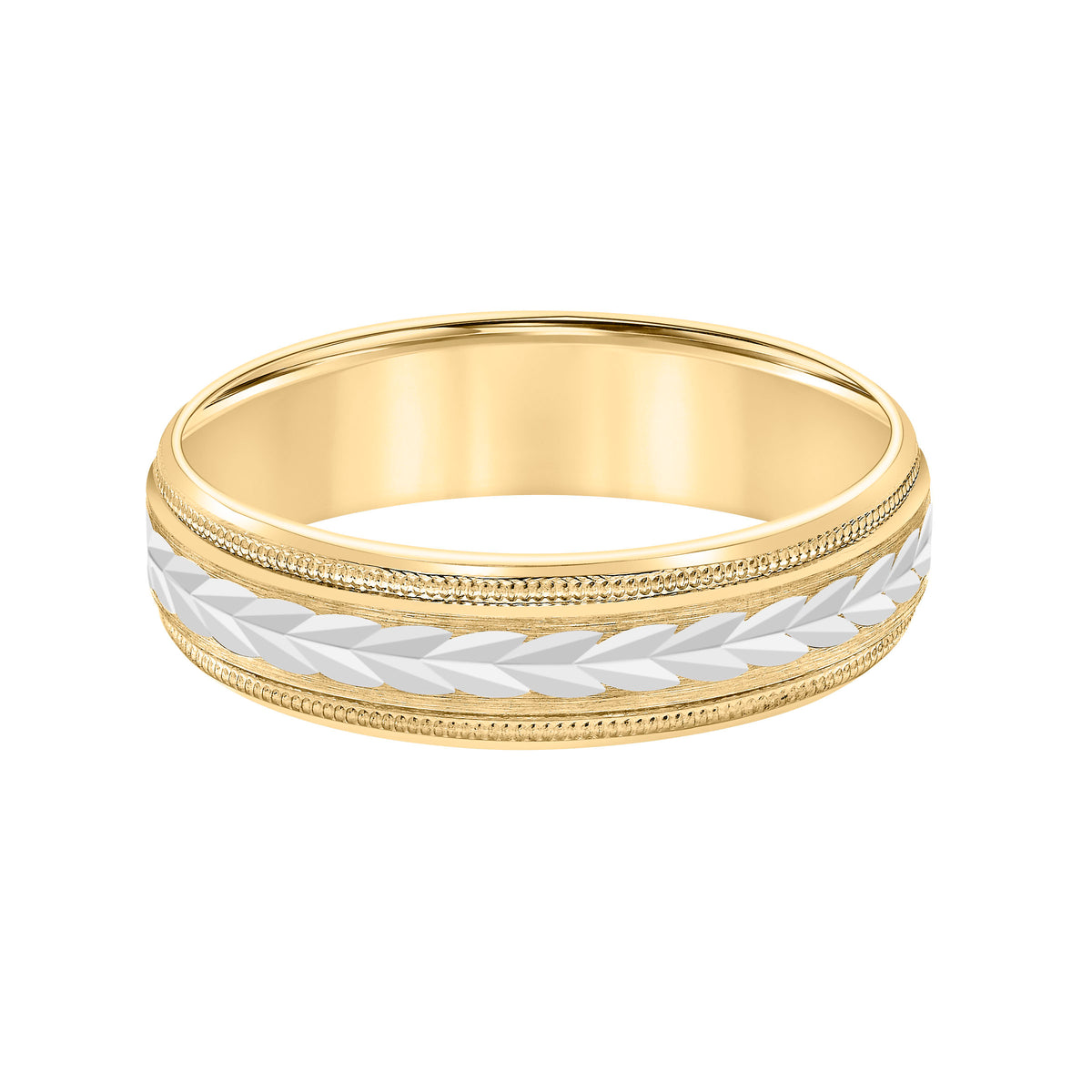 Low Dome Round Edge Carved Wedding Band