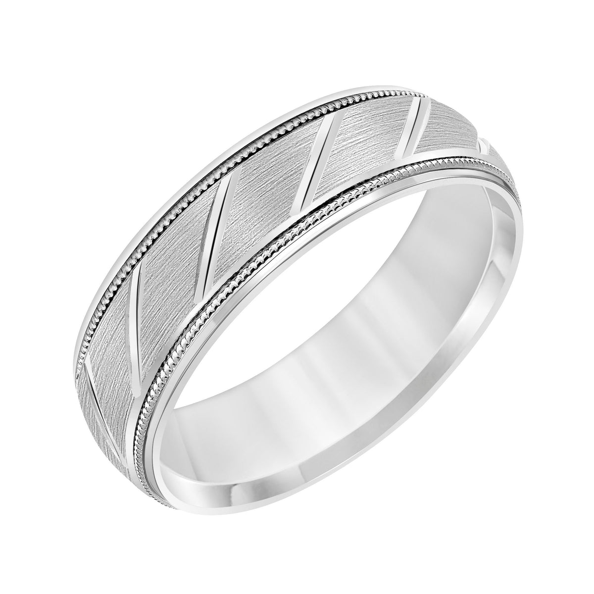 Flat Round Edge Carved Wedding Band