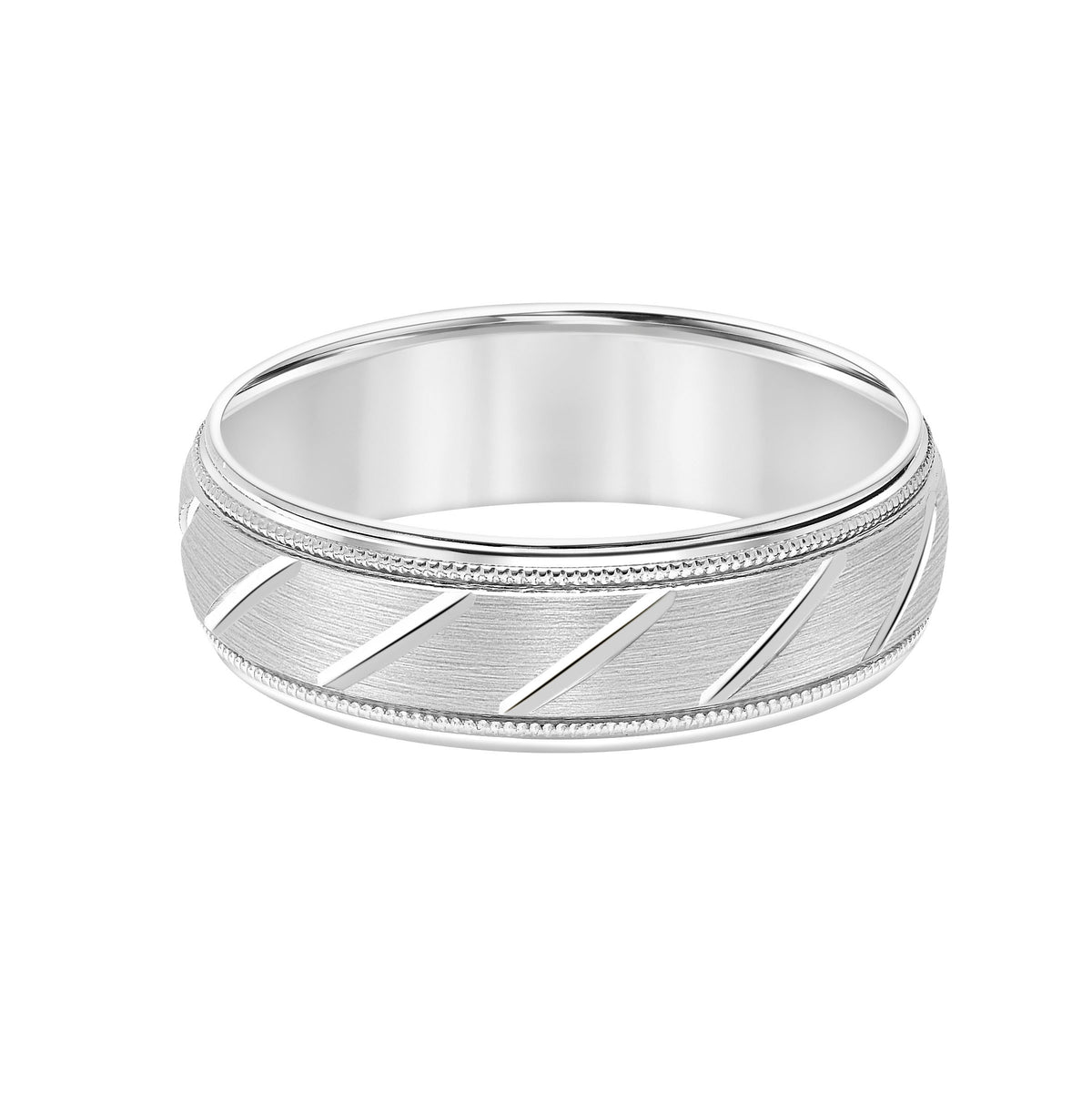 Flat Round Edge Carved Wedding Band