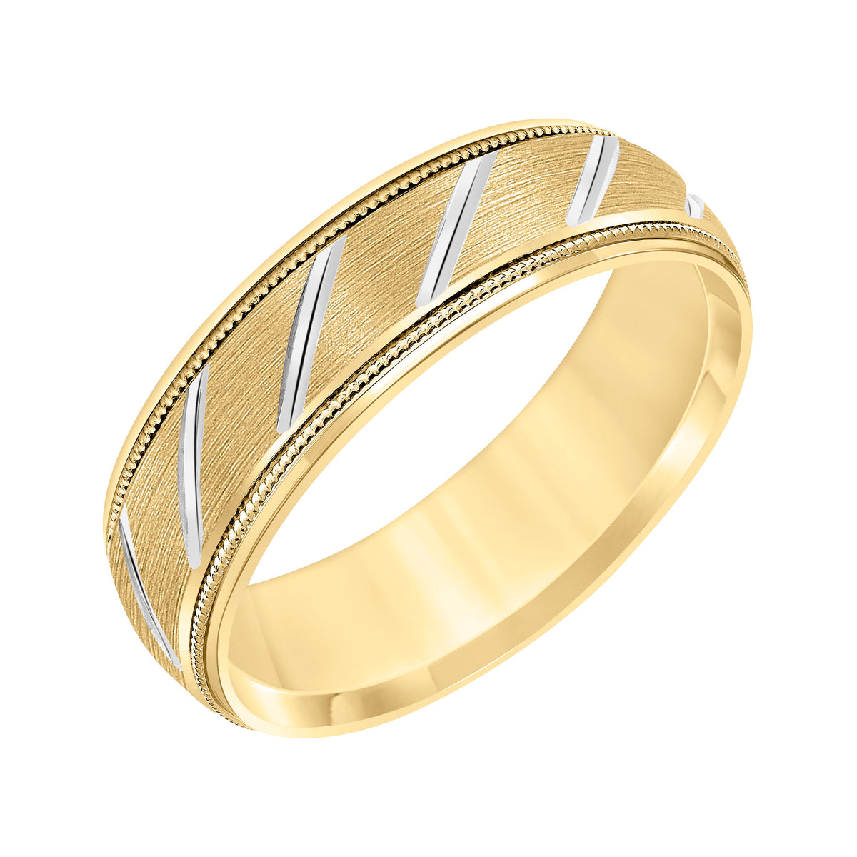 Flat Round Edge Carved Wedding Band