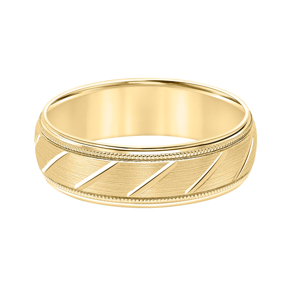 Flat Round Edge Carved Wedding Band